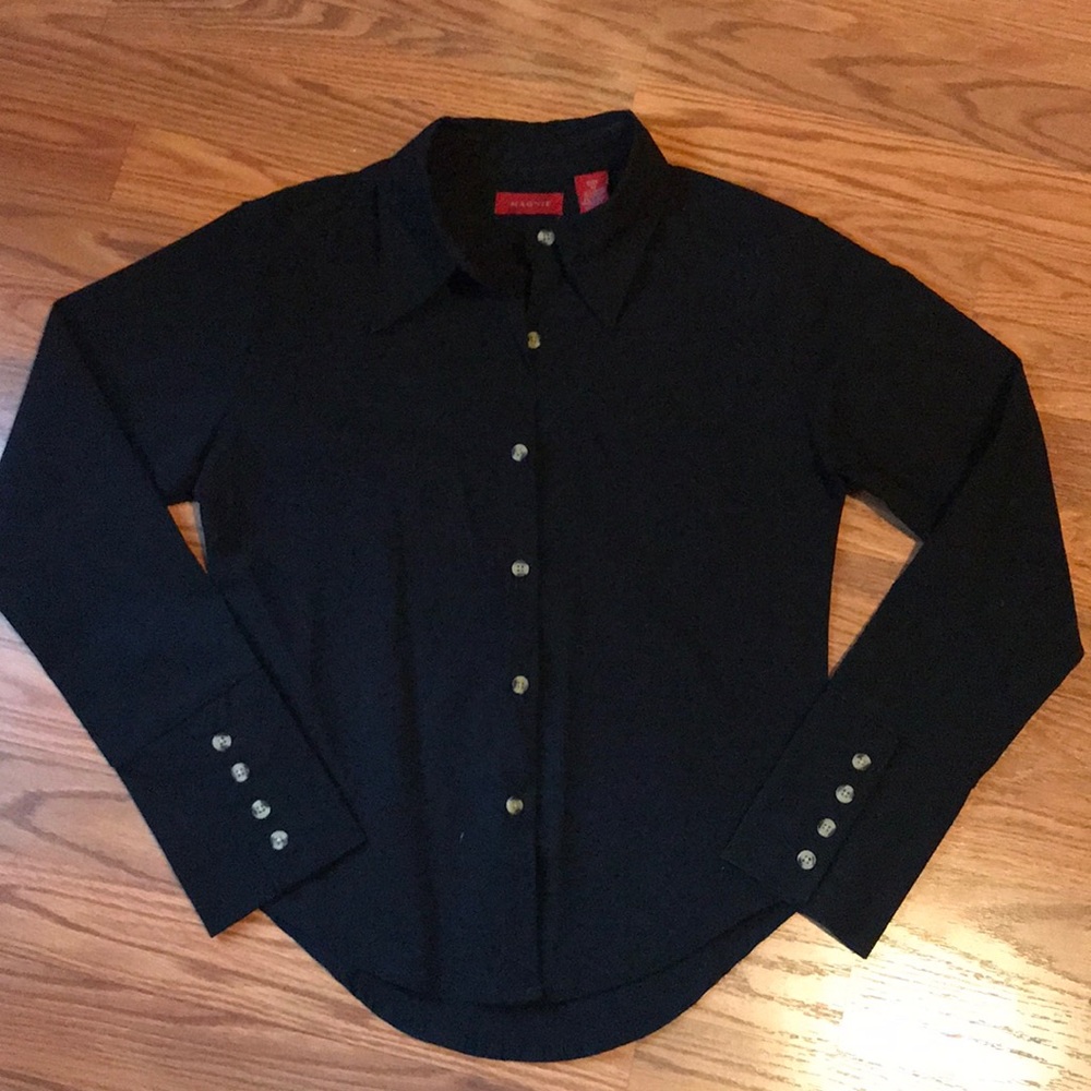 Black long sleeve stretch dress shirt